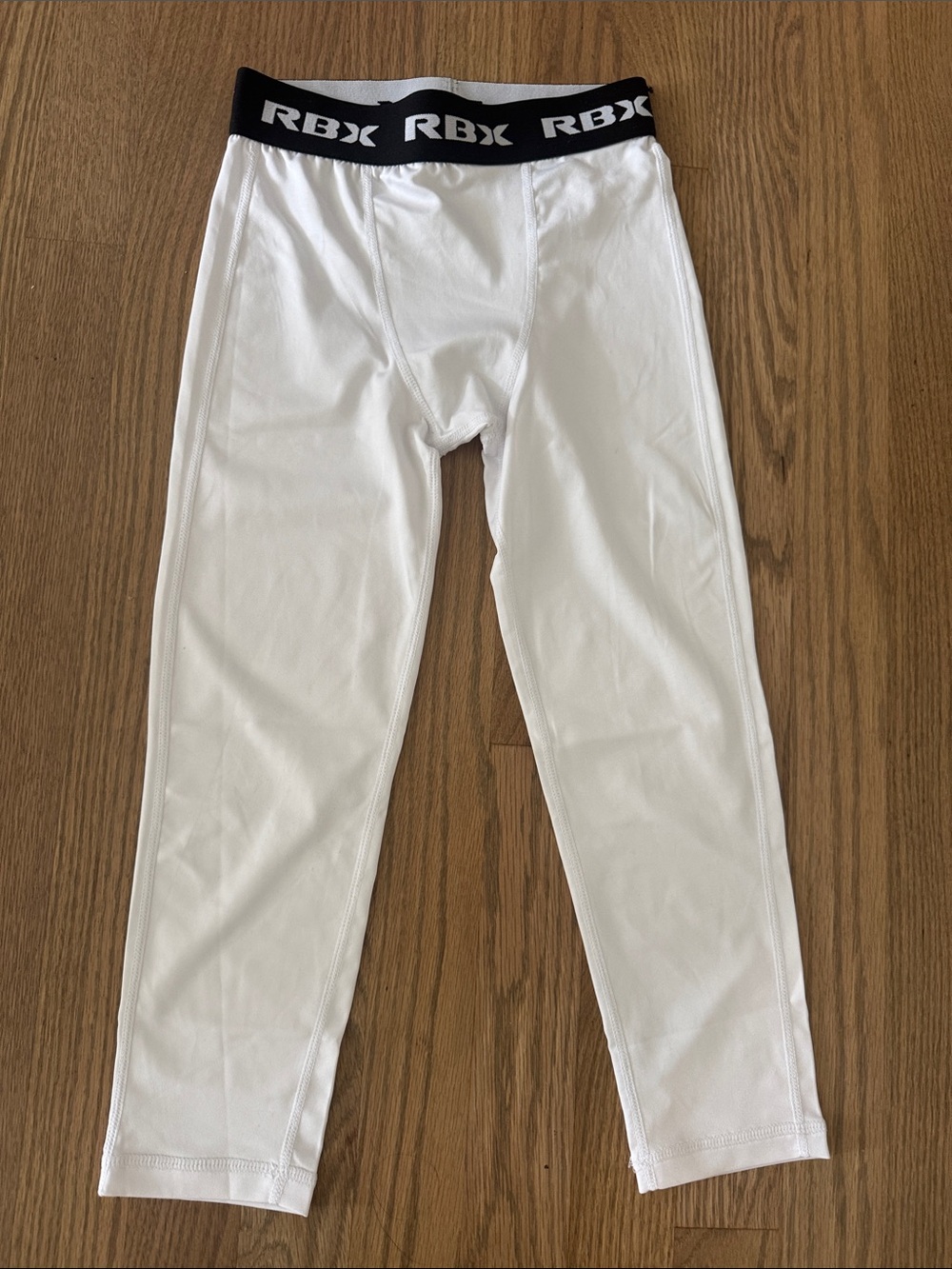 RBX Kids White Athletic Leggings with Black Branded Waistband